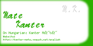 mate kanter business card